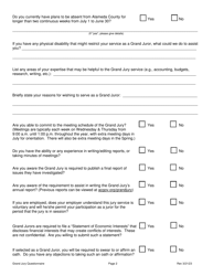 Civil Grand Jury Questionnaire - County of Alameda, California, Page 2