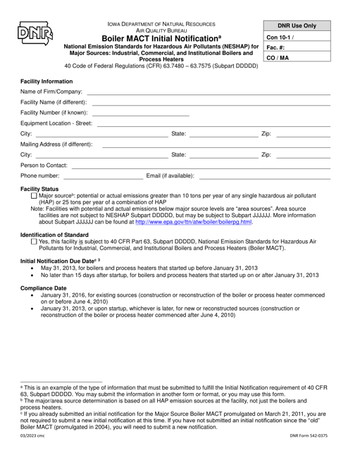 DNR Form 542-0375  Printable Pdf