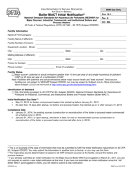 DNR Form 542-0375 Boiler Mact Initial Notification - National Emission Standards for Hazardous Air Pollutants (Neshap) for Major Sources: Industrial, Commercial, and Institutional Boilers and Process Heaters - Iowa