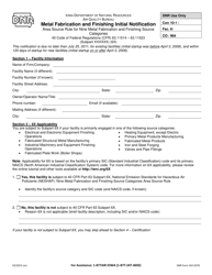 Document preview: DNR Form 542-0378 Metal Fabrication and Finishing Initial Notification - Area Source Rule for Nine Metal Fabrication and Finishing Source Categories - Iowa