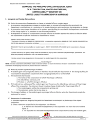 Resolution to Change Principal Office or Resident Agent - Maryland, Page 2