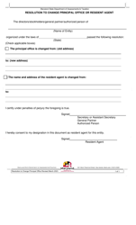 Document preview: Resolution to Change Principal Office or Resident Agent - Maryland