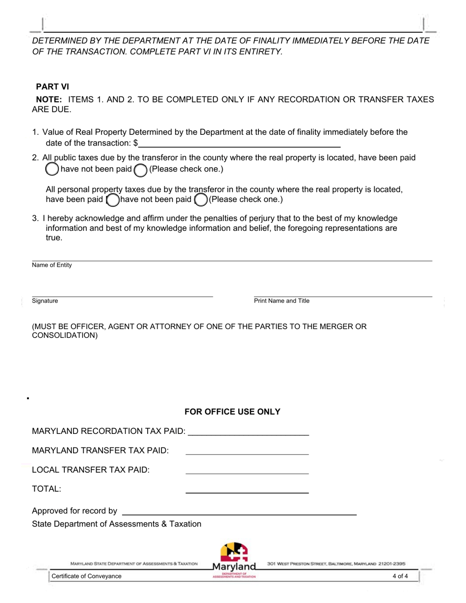 Certificate of Conveyance - Maryland, Page 4