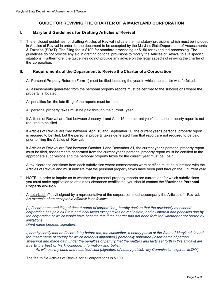 Articles of Revival for a Maryland Religious Corporation - Maryland, Page 3