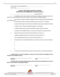 Document preview: Affidavit Regarding Financing Statement Under Maryland Commercial Law Article, 9-501.1 - Maryland