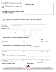 Reporting Form for Changes or Corrections - Maryland