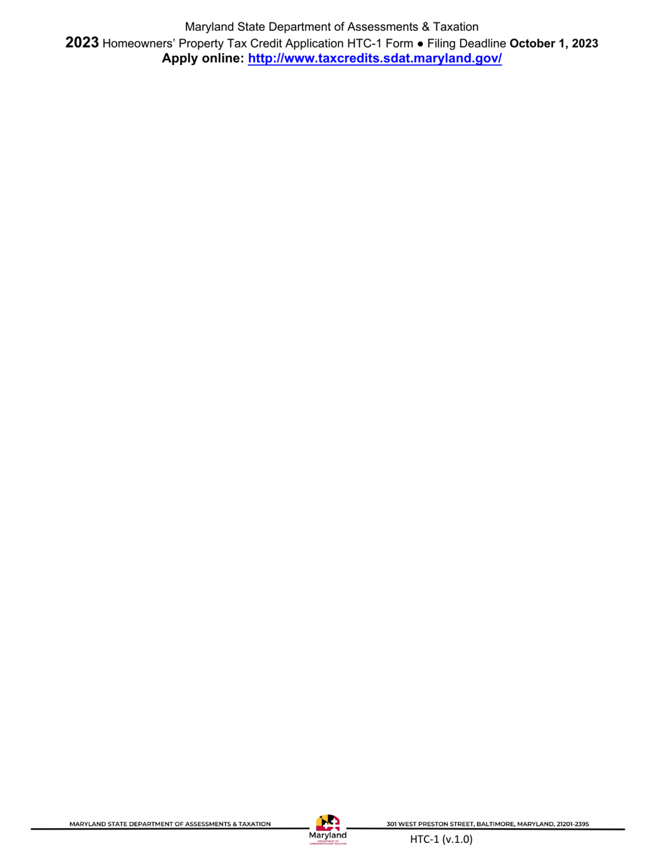 Form HTC-1 Homeowners Property Tax Credit Application - Maryland, Page 3