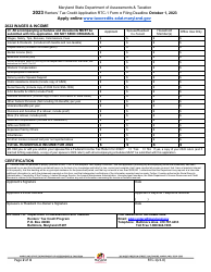 Form RTC-1 Renters&#039; Tax Credit Application - Maryland, Page 2