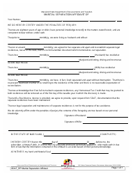 Marital Separation Affidavit - Maryland