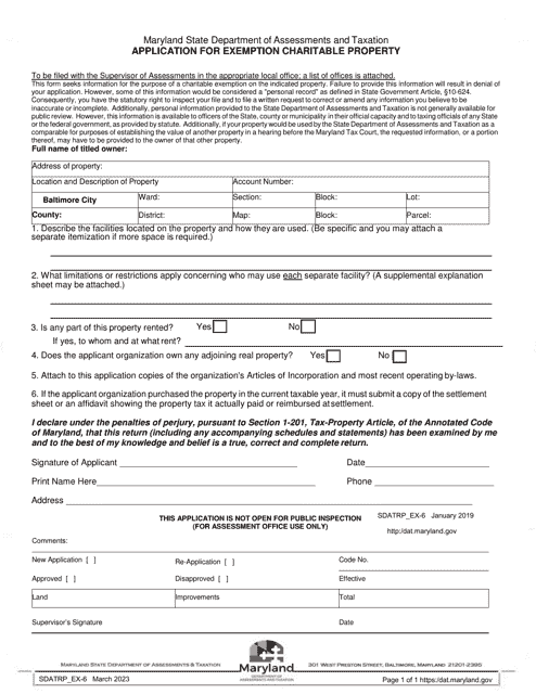 Form SDATRP_EX-6  Printable Pdf