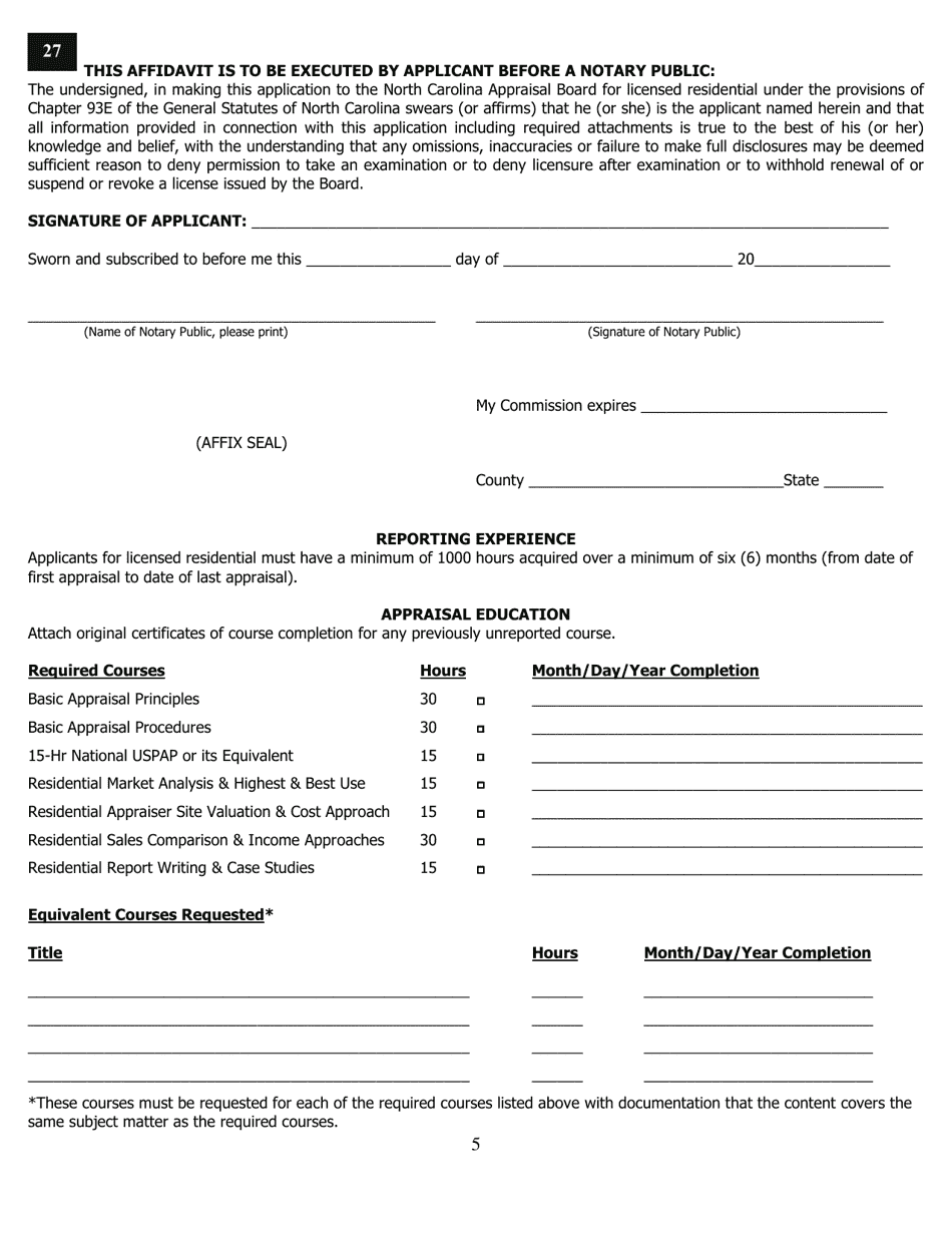 Application for Licensed Residential - North Carolina, Page 14
