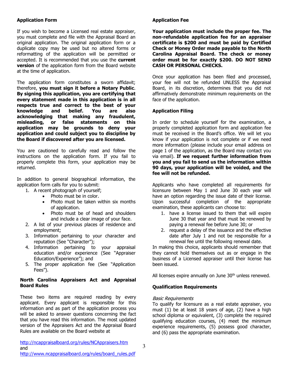 Application for Licensed Residential - North Carolina, Page 3