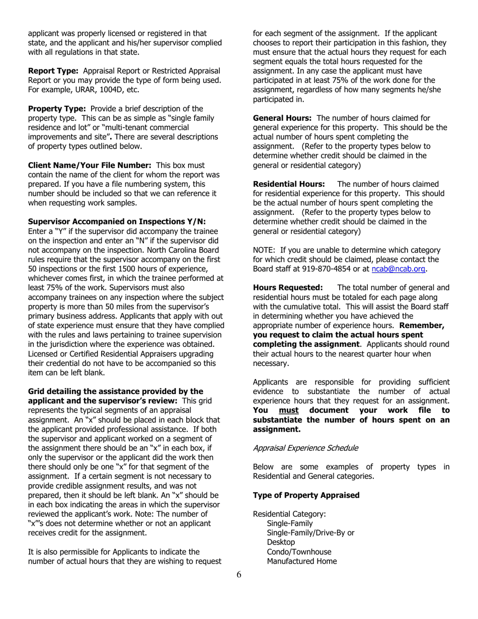 Application for Licensed Residential - North Carolina, Page 6