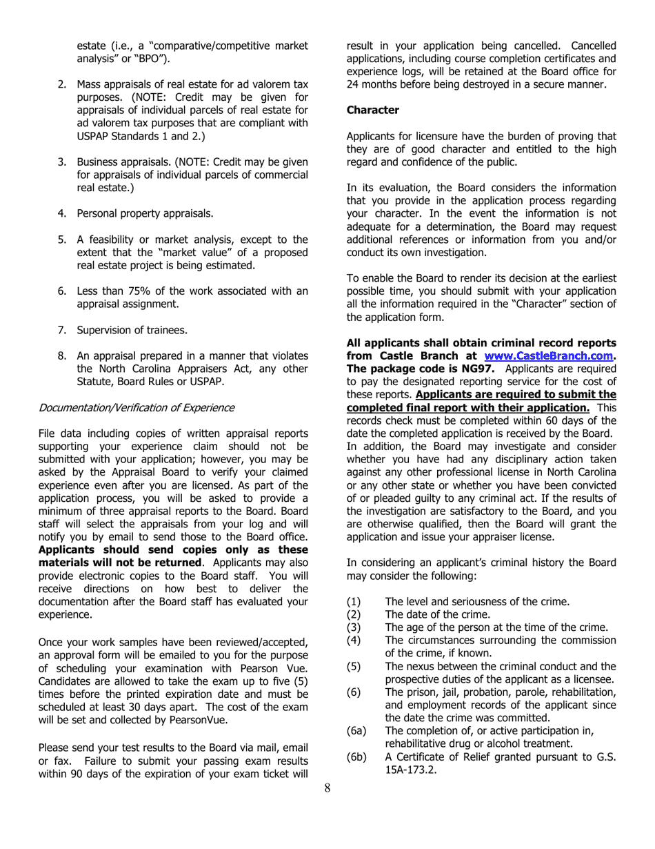 Application for Licensed Residential - North Carolina, Page 8