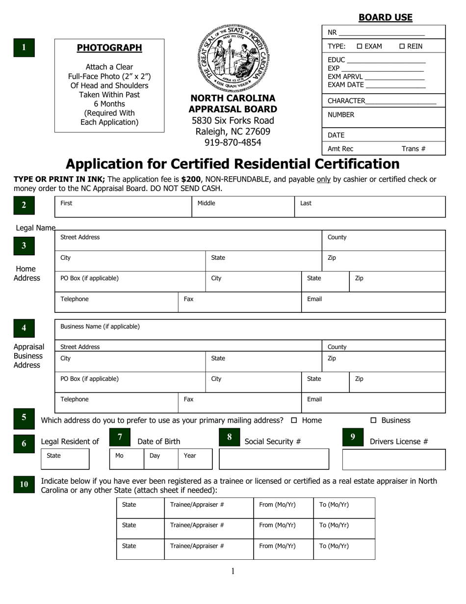 Application for Certified General Certification - North Carolina, Page 11