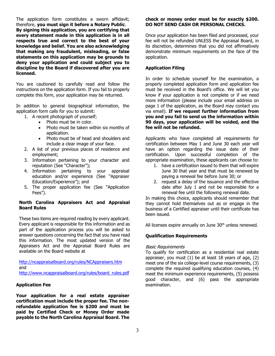 Application for Certified General Certification - North Carolina, Page 3