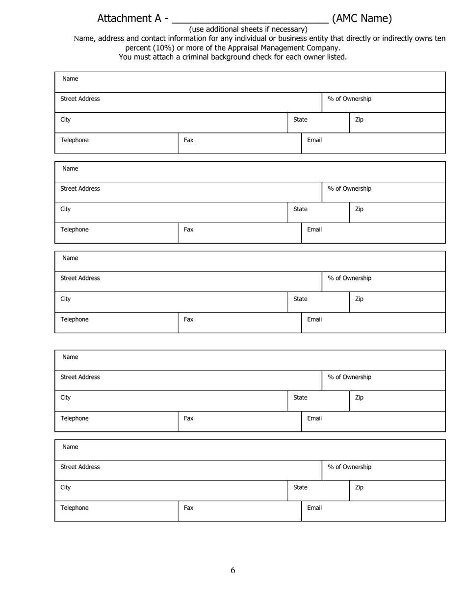 Application for Appraisal Management Company Registration - North Carolina, Page 6