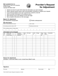 Form F245-183-000 Provider&#039;s Request for Adjustment - Washington