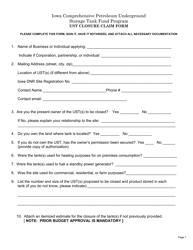 Ust Closure Claim Form - Iowa