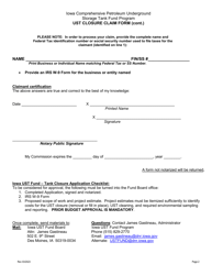 Ust Closure Claim Form - Iowa, Page 2