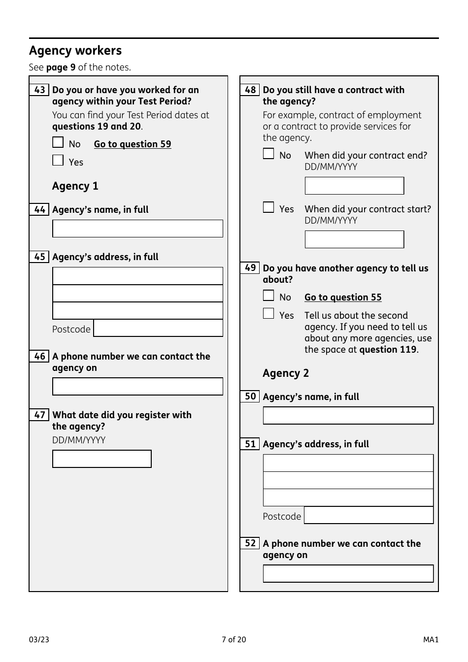 Form MA1 Maternity Allowance - United Kingdom, Page 7