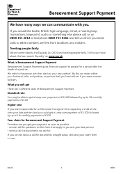 Form BSP1 Bereavement Support Payment Claim Form - United Kingdom