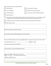 Training Services and/or Customized Facilitation Request Form - Vermont, Page 2