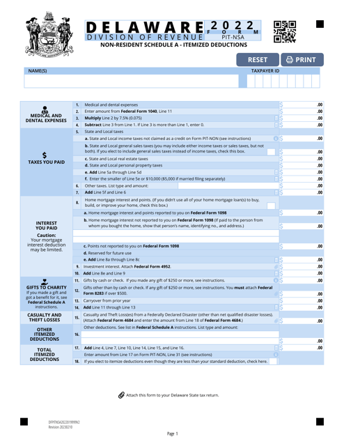 Form PIT-NSA Schedule A 2022 Printable Pdf