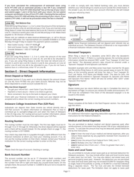 Instructions for Form PIT-RES Delaware Individual Resident Income Tax Return - Delaware, Page 11