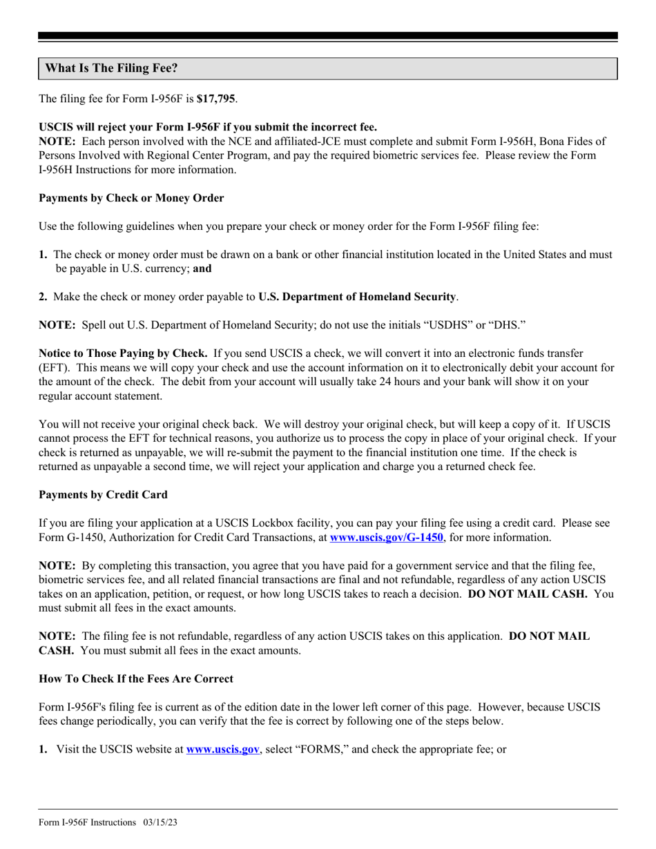 Instructions for USCIS Form I-956F Application for Approval of an Investment in a Commercial Enterprise, Page 8