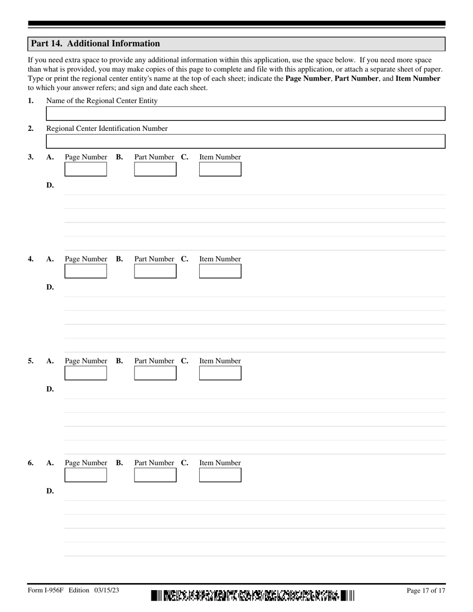 USCIS Form I-956F Application for Approval of an Investment in a Commercial Enterprise, Page 17