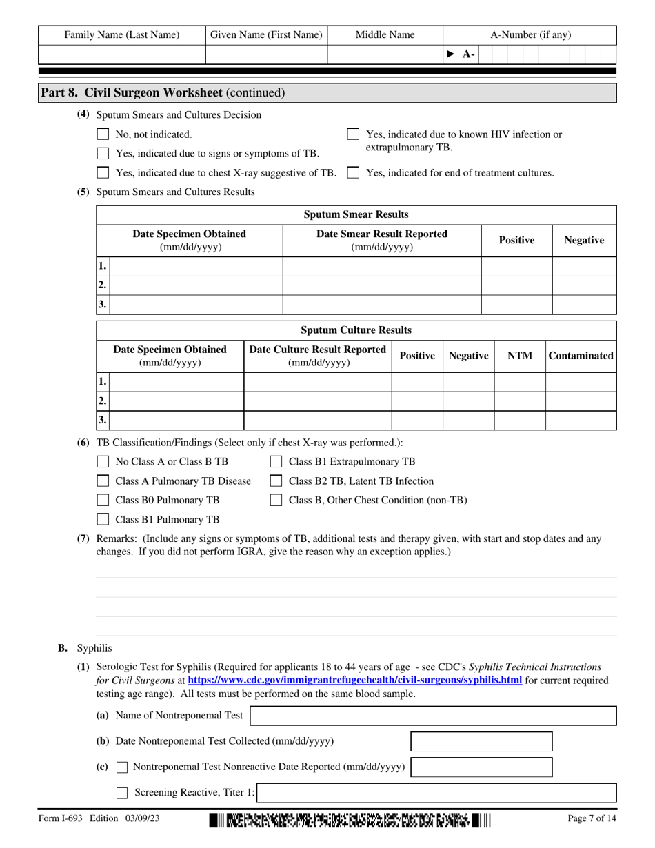 USCIS Form I693 Download Fillable PDF or Fill Online Report of