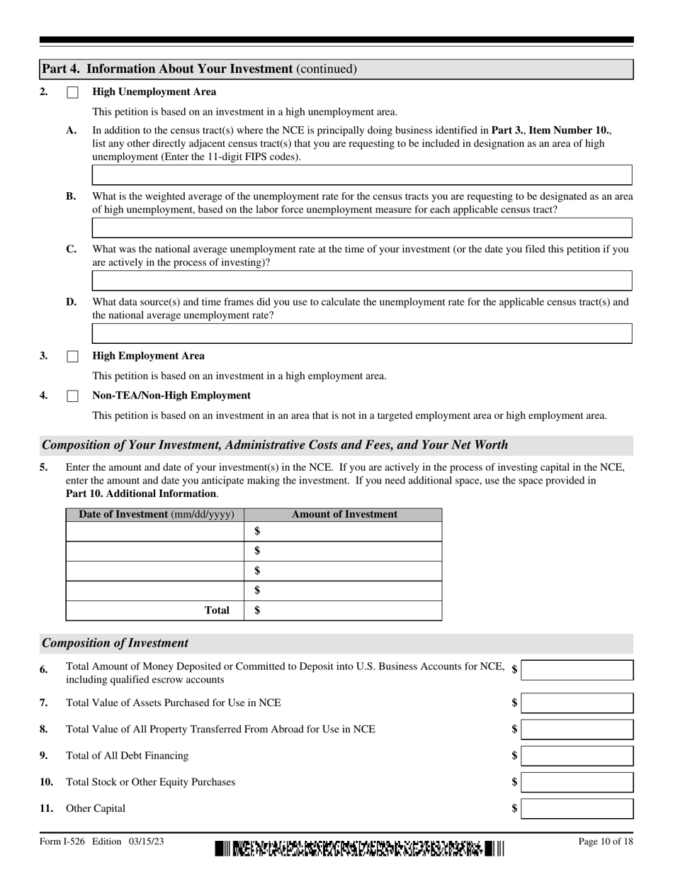 USCIS Form I-526 Immigrant Petition by Standalone Investor, Page 10