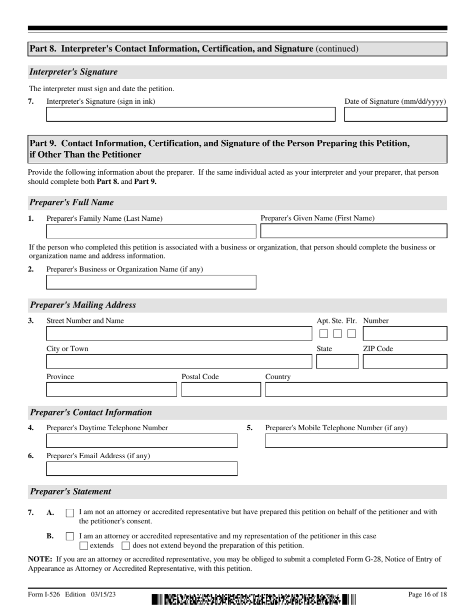 USCIS Form I-526 Immigrant Petition by Standalone Investor, Page 16