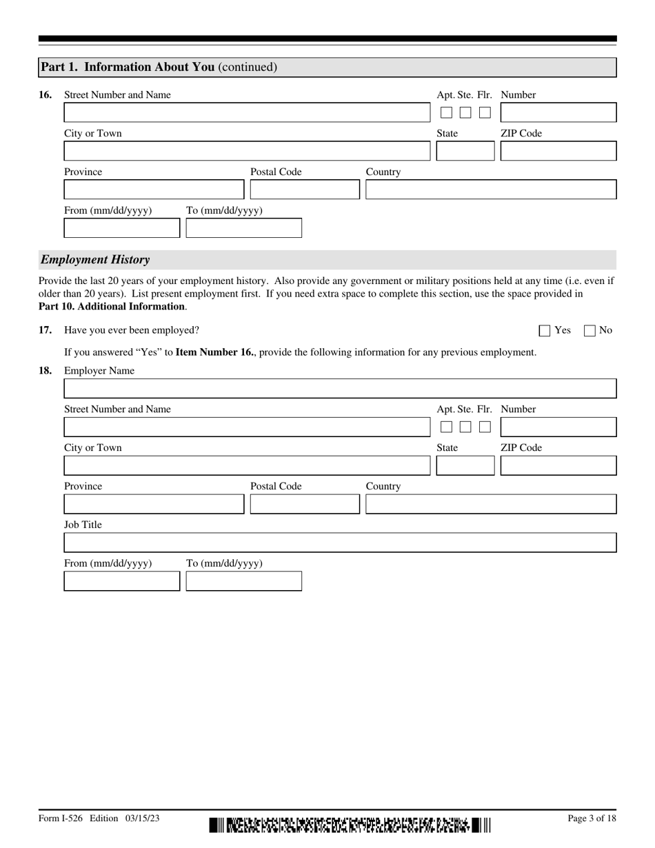 USCIS Form I-526 Immigrant Petition by Standalone Investor, Page 3