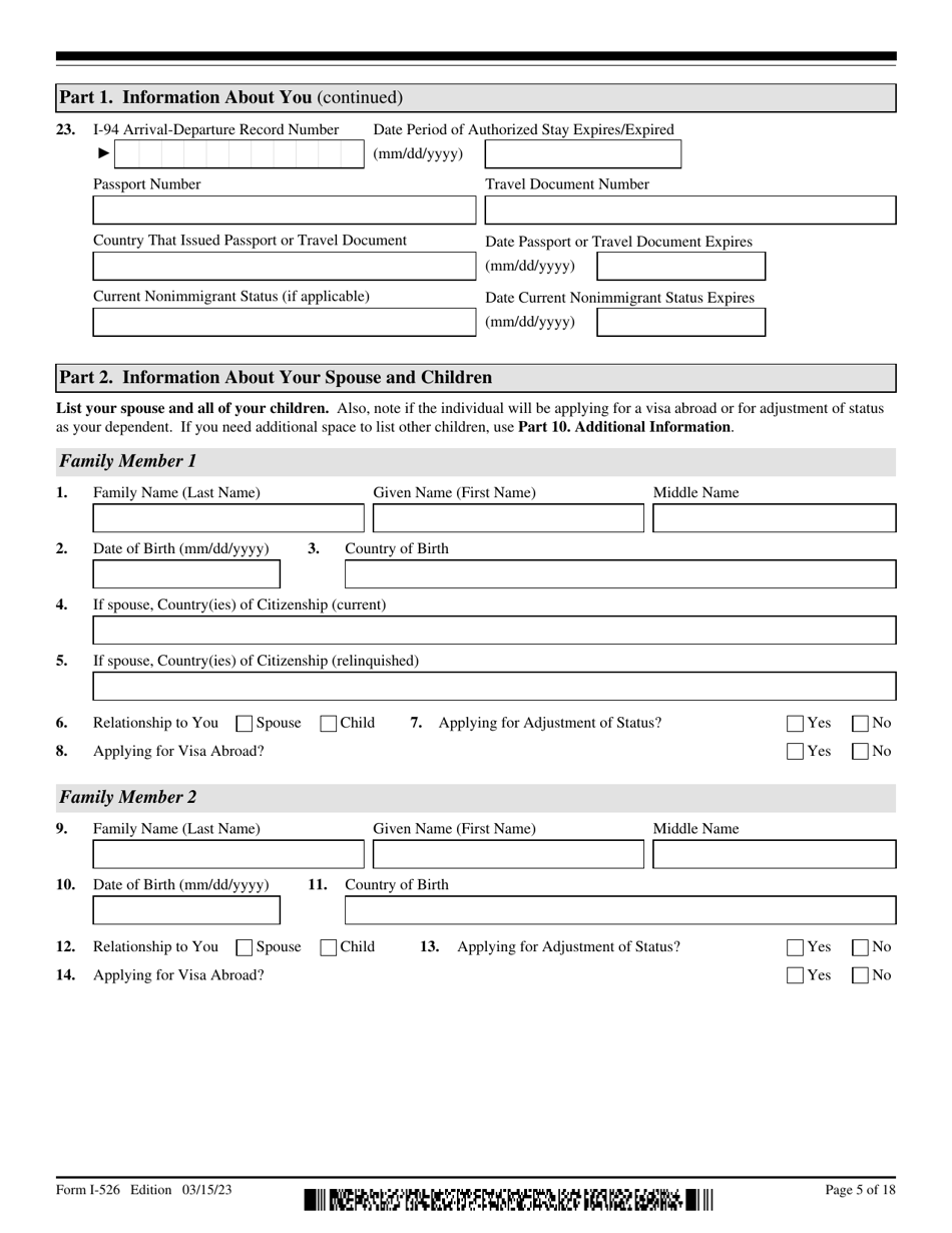 USCIS Form I-526 Immigrant Petition by Standalone Investor, Page 5