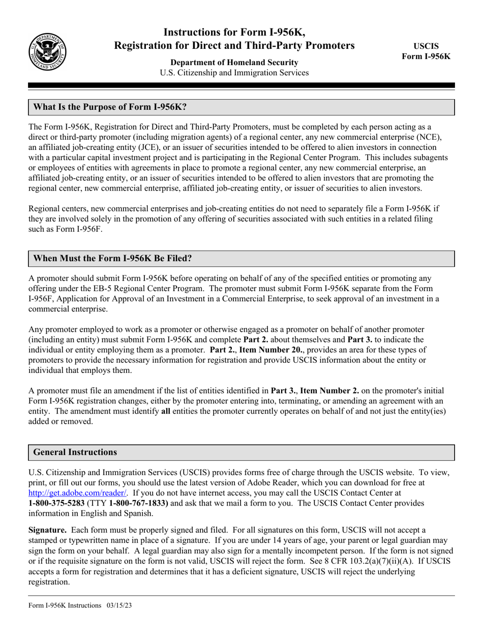 Download Instructions for USCIS Form I-956K Registration for Direct and ...