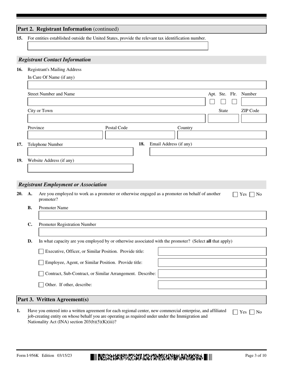 USCIS Form I-956K Registration for Direct and Third-Party Promoters, Page 3