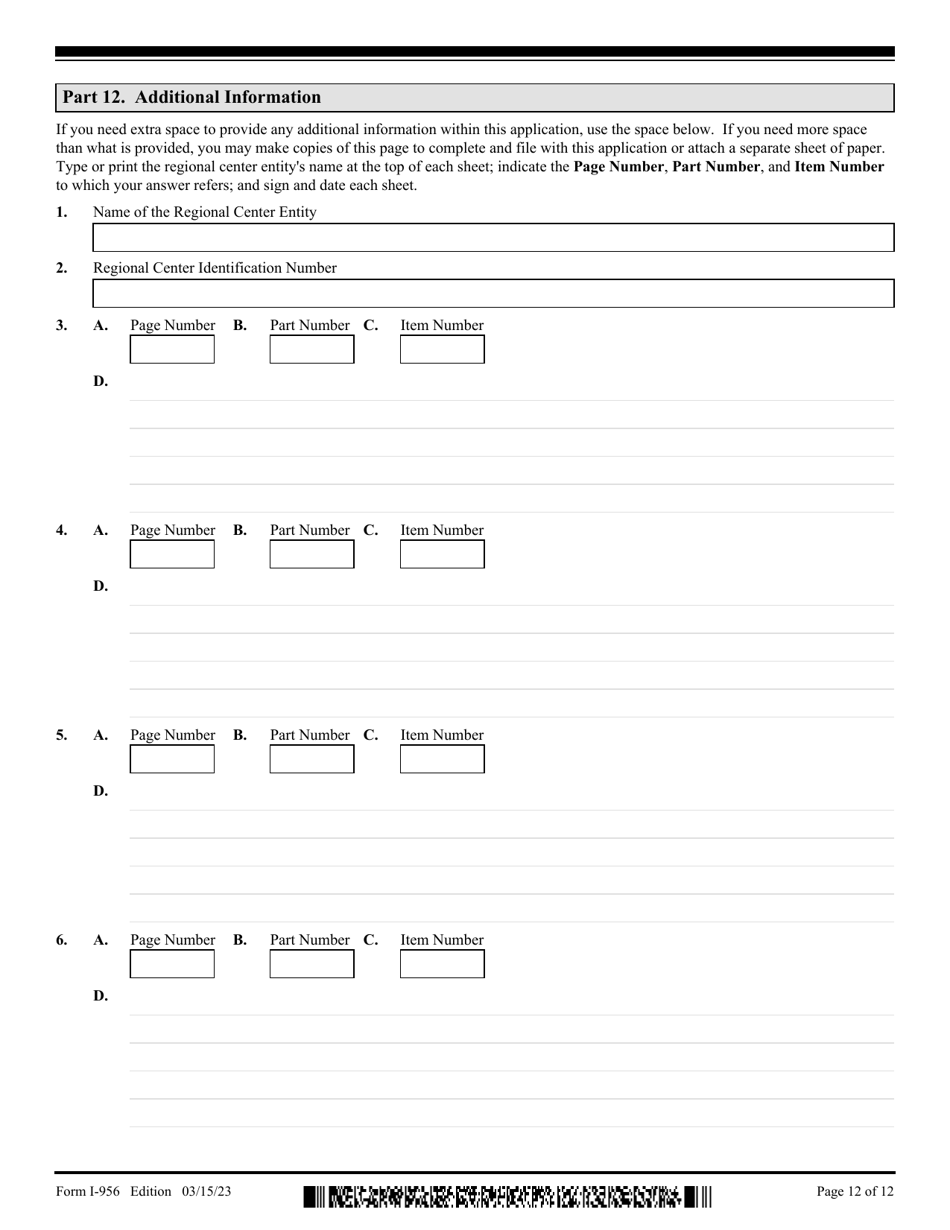 USCIS Form I-956 Application for Regional Center Designation, Page 12