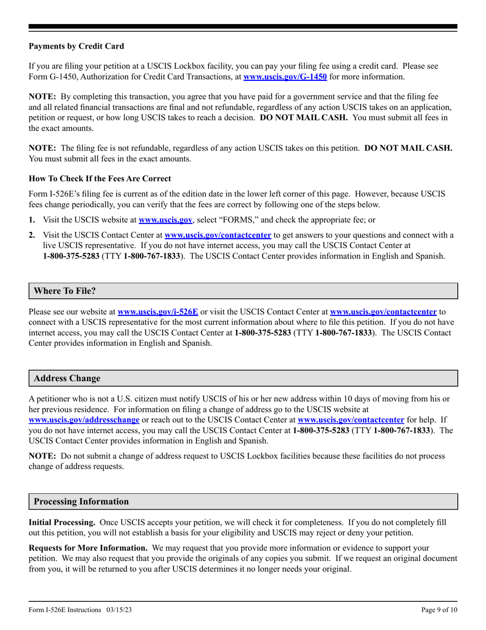 Instructions for USCIS Form I-526E Petition by Regional Center Investor, Page 9