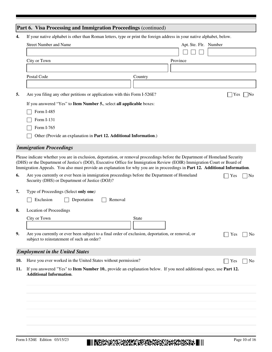 USCIS Form I-526E - Fill Out, Sign Online and Download Fillable PDF ...