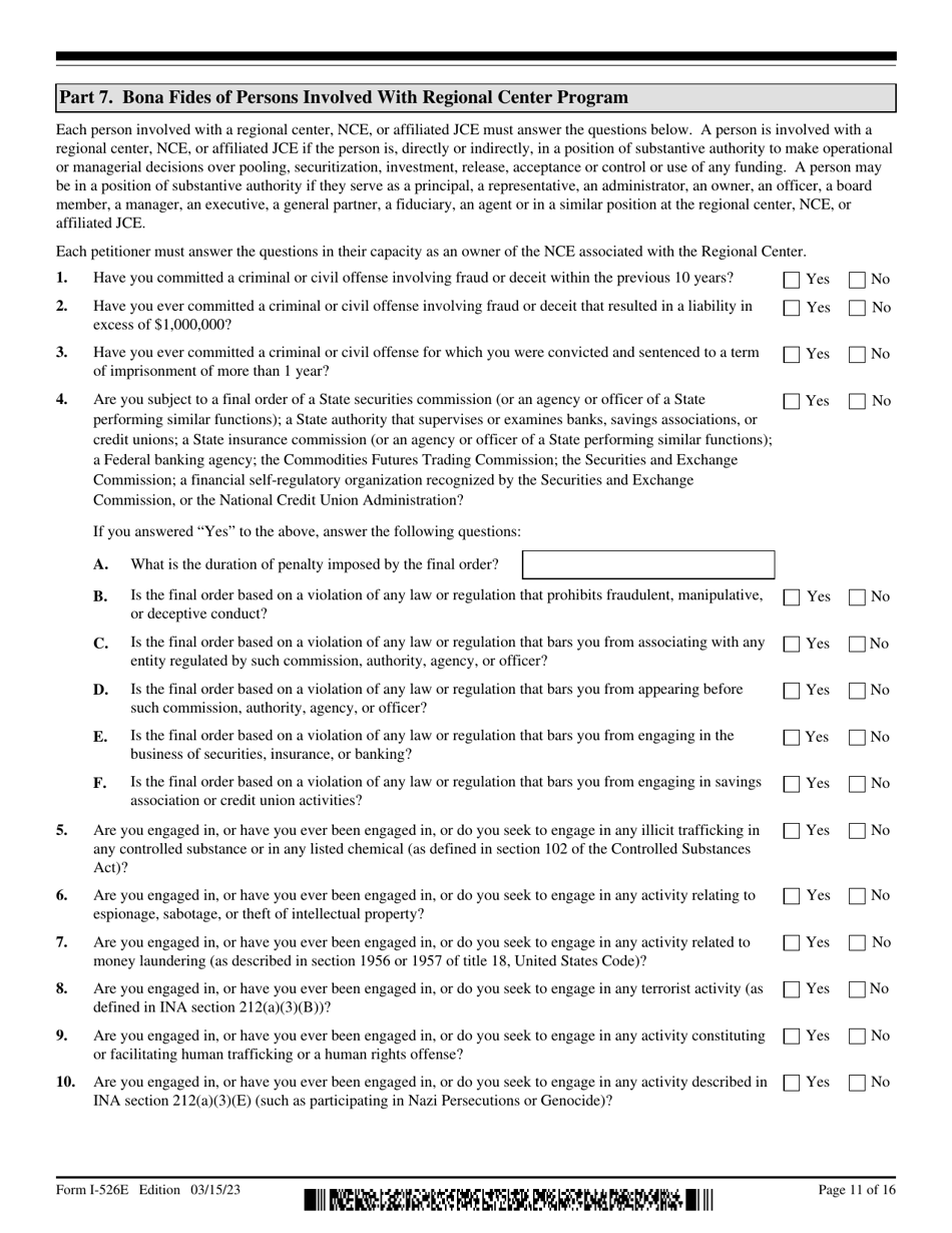 USCIS Form I-526E Immigrant Petition by Regional Center Investor, Page 11