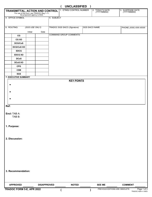 TRADOC Form 5-E  Printable Pdf