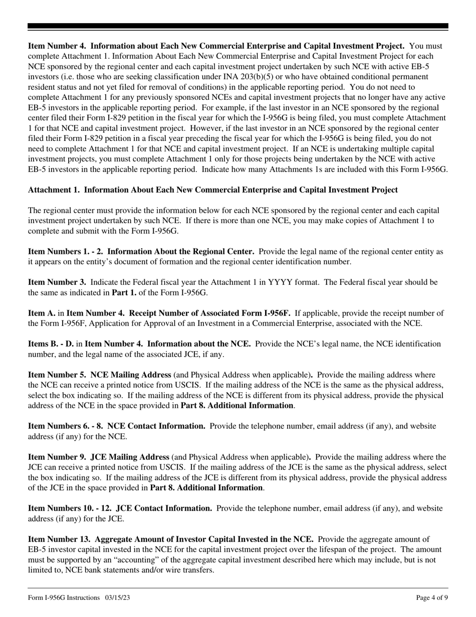 Instructions for USCIS Form I-956G Regional Center Annual Statement, Page 4