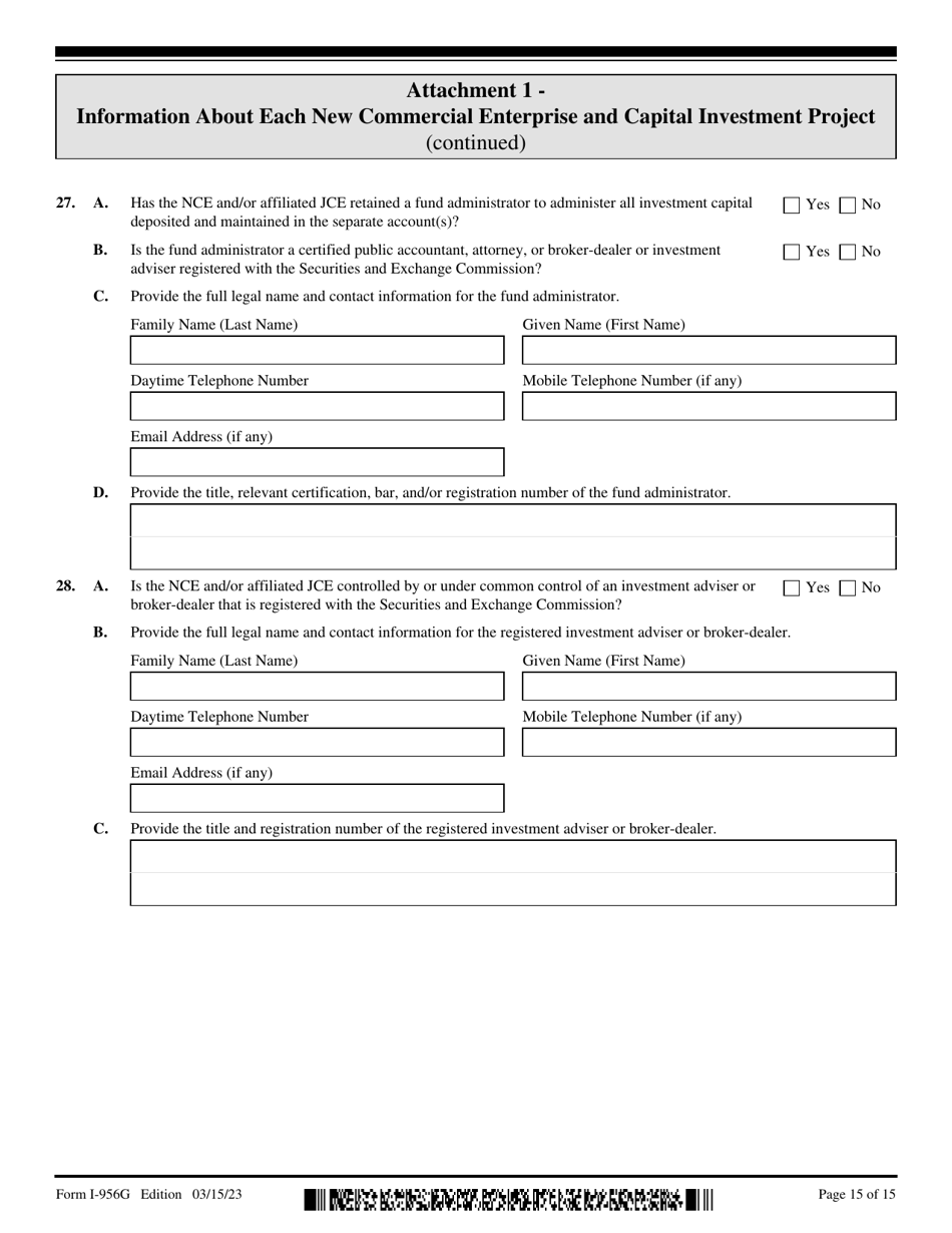 USCIS Form I-956G Regional Center Annual Statement, Page 15