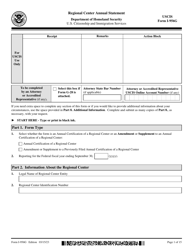 Document preview: USCIS Form I-956G Regional Center Annual Statement