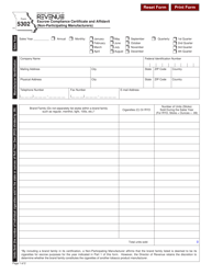 Document preview: Form 5302 Escrow Compliance Certificate and Affidavit (Non-participating Manufacturers) - Missouri