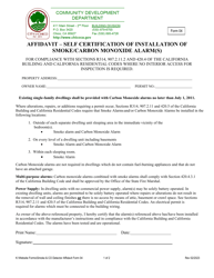 Document preview: Form 04 Affidavit - Self Certification of Installation of Smoke/Carbon Monoxide Alarm(S) - City of Chico, California
