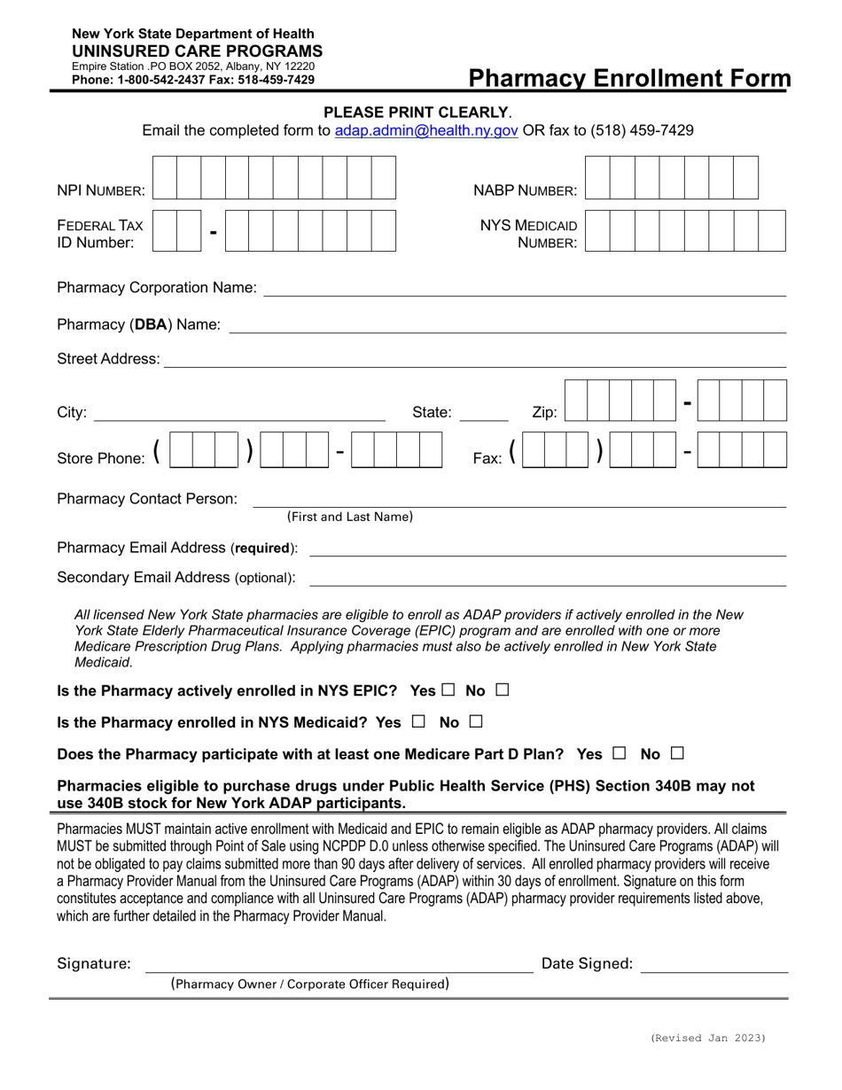 New York Pharmacy Enrollment Form Fill Out, Sign Online and Download