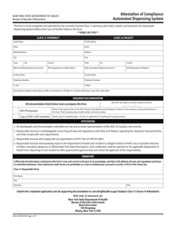 Document preview: Form DOH5290 Attestation of Compliance Automated Dispensing System - New York